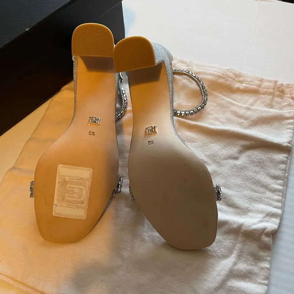 Badgley Mischka Rose Gold Crystal Block Heel Sandals - Picture 8 of 10